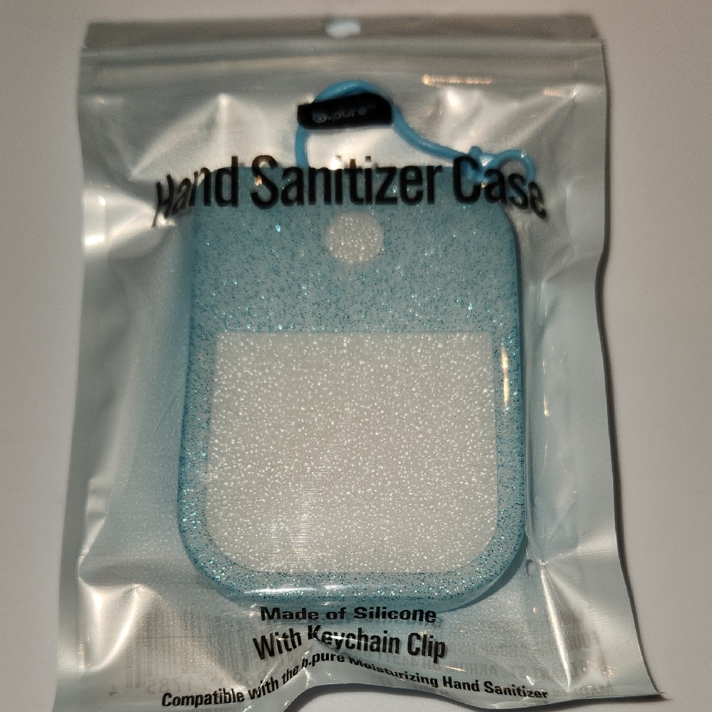 Blue Glitter Silicone Hand Sanitizer Case W/ Keychain Clip- 1/$6, 2$10 Or 3/$12